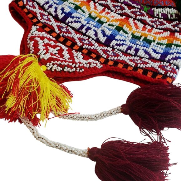 Handwoven Andean Rainbow Chullo Hat – Traditional Peruvian Alpaca Wool Hat with - Picture 3 of 3
